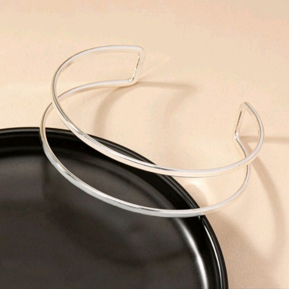 Silver Minimalist Layered Arm Cuff ~ New - Picture 2 of 4